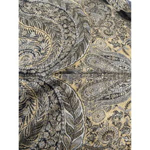 Luxurious Pashmina Silk Blend Scarf Gold Blue Paisley Tassel Fringe 26x72 winter thumbnail 4