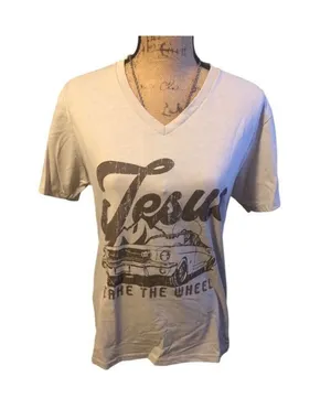 Jesus Take The Wheel T-Shirt, M, Beige Last One! thumbnail 1