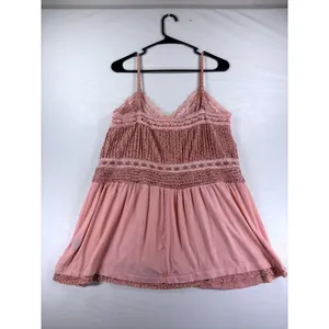 POL Pink Leopard Lace Trim Peplum Camisole Top Women's Size Medium thumbnail 3