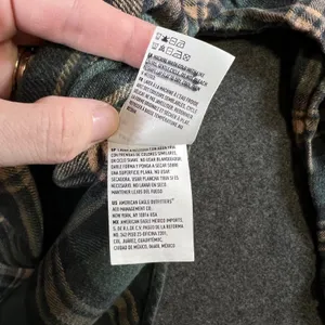 American Eagle Hooded Flannel Shirt Womens XS Green Plaid Button Down Hoodie thumbnail 8