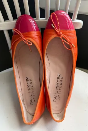 Paul Mayer Attitudes Orange and Pink Cap Toe Ballet Flats thumbnail 1