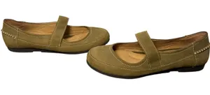 Nurture Women's Size 8 Olive Green Leather Mary Jane Comfort Flats thumbnail 1