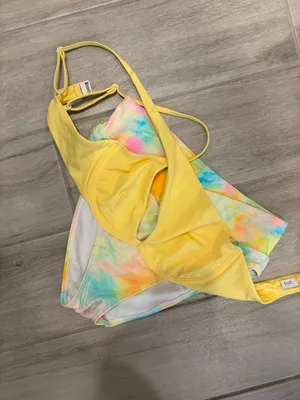 Onia yellow bikini top with tie dye bottoms size Small‎ thumbnail 7