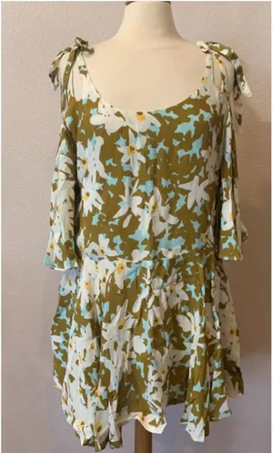 Free People FP One Lucina Floral Strappy Boho Mini Swing Dress sz S thumbnail 2