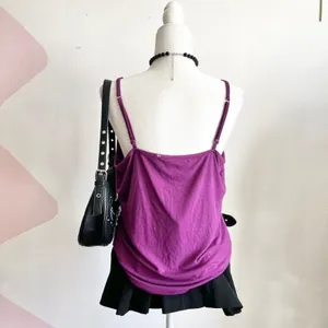 Purple Lace Trim Tank Top, Y2K, Feminine, Boho,‎ Soft Girl, 2000s, XL, Vintage thumbnail 2
