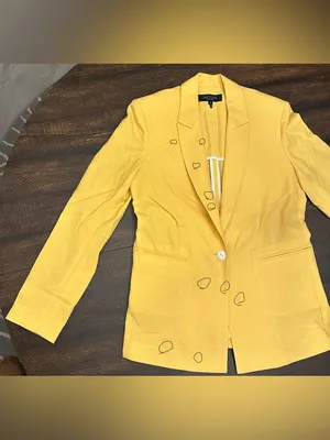 Rag & Bone Bonnie Wool Blend Yellow Blazer Jacket Size 6-Spots thumbnail 2