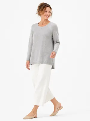 Eileen Fisher M Organic Cotton Cashmere Waffle Knit Tunic Lagenlook Gray thumbnail 4