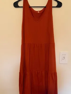Rust Orange Tiered Tank Dress thumbnail 2