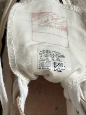 Converse White and Light Pink Women’s Chuck Striped High Top Sneakers Size 5.5US thumbnail 4