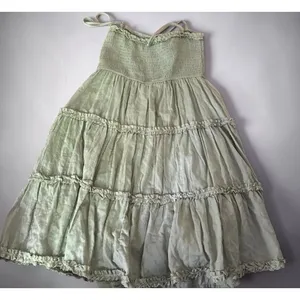 Altar’d State Sage Green Smocked Tiered Mini Dress Boho Size Large thumbnail 3