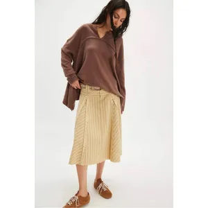 Free People Bohemian Billowy Handkerchief Hem Cascade Sweatshirt Brown XS NWT thumbnail 4