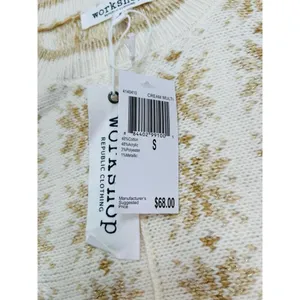 Workshop Republic Clothing Womens Sweater Size S Fair Isle Cream Gold Cozy thumbnail 10