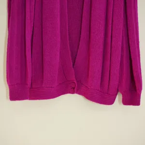 Vintage Magenta 100% Alpaca Oversized Cardigan Slouchy Vibrant Retro Funky thumbnail 3