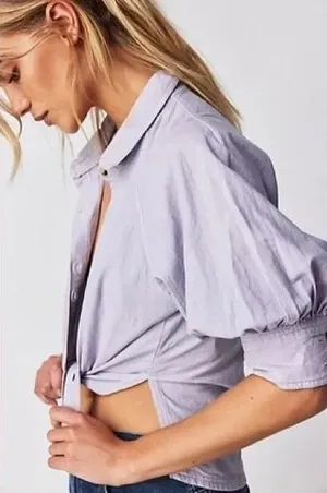 We the Free People Ellie Button Front Top in Light Purple‎ Size XS thumbnail 1
