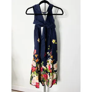 Yumi Kim Midi Dress Navy Floral Halter Neck Tie Back thumbnail 5