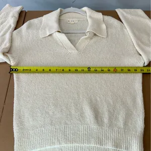 Roller Rabbit Organic Cotton‎ Blend Oversized Rocio Collared Sweater Cream Beige thumbnail 11