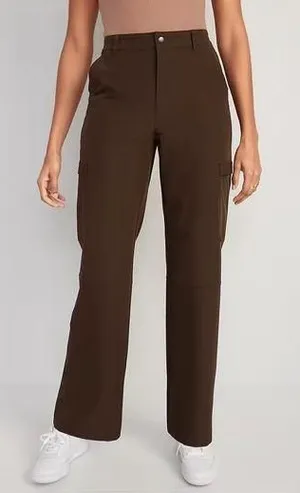Old Navy Brown Cargo High-Waisted StretchTech Pants thumbnail 1
