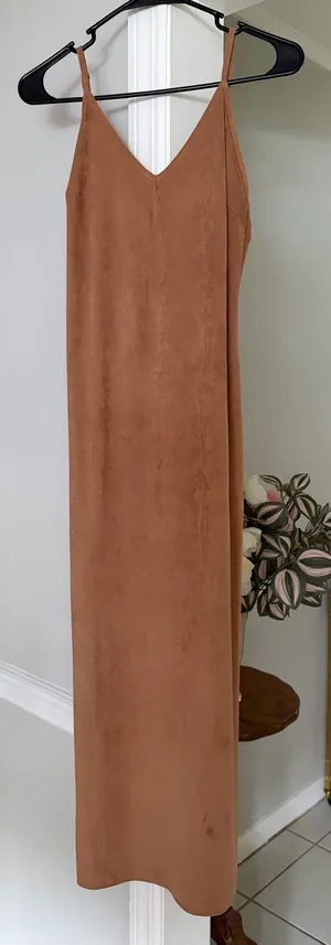 Brown Slip Dress with V thumbnail 1