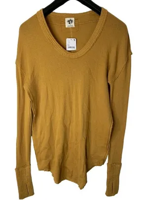 Free People We The Free oversized thermal mustard yellow women’s size XS NEW NWT thumbnail 1