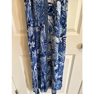America & Beyond Blue Tropical Pineapple Floral Halter Maxi Dress Womens XS thumbnail 3