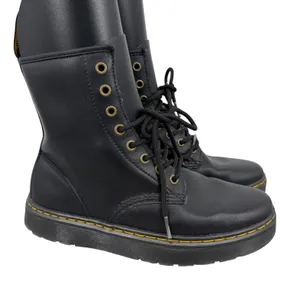 Dr Martens Zavala‎ Black Leather Combat Boots Womens 8 Lace Up Whimsigoth Punk thumbnail 1
