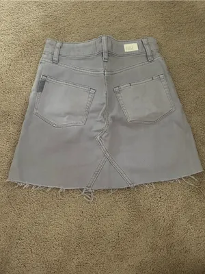 Light Gray Denim Mini Skirt - Classic A-Line Cut thumbnail 2
