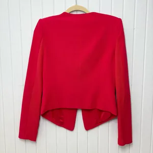 BCBGMaxAzria Bright Red Suit Jacket Sexy Tapered Crop Feminine‎ Size S thumbnail 4