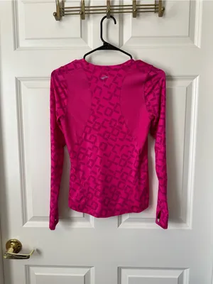 Brooks Equilibrium II Longsleeve Women's Sports Shirt Pink Geometric Size XS thumbnail 2