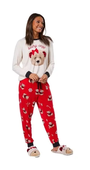 Dearfoams Beary Cozy Adult Pajama Set thumbnail 1