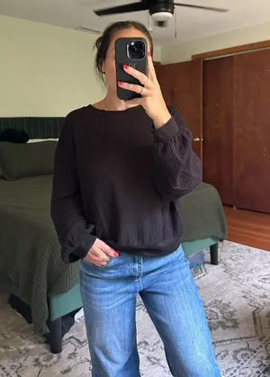 Old Navy Black Thermal Long Sleeve thumbnail 1