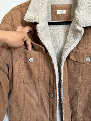 John Galt Corduroy Sherpa Trucker Jacket Western Y2K Brown NWOT thumbnail 4