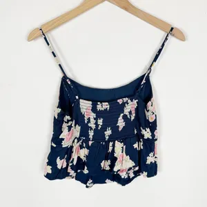 free people navy blue pink floral babydoll tank thumbnail 5