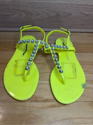Stuart Weitzman Goldie Jelly Sandals in Neon Yellow - Size 7 thumbnail 3