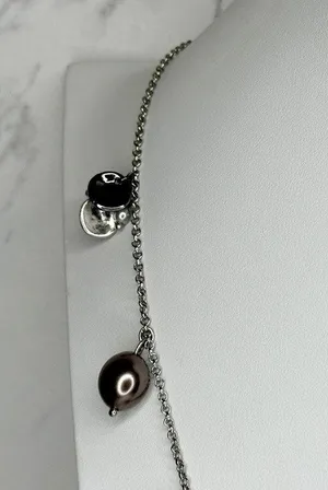 Chico's Cluster Beaded Pendant Silver Tone Long Necklace ✨ thumbnail 7