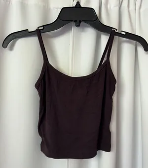 SheIn Dark Brown Ribbed Y2K Crop Cami Tank Top Size Small thumbnail 1