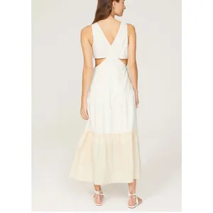Endless Rose Cottage Midi Dress SMALL Cut Out Waist Ruffle Cotton Designer $110 thumbnail 3