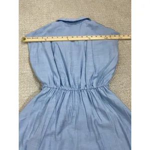 Lilyful Blue Solid Wrap V-Neck Tie Waist Lined Cap Sleeve Romper S Rayon thumbnail 14