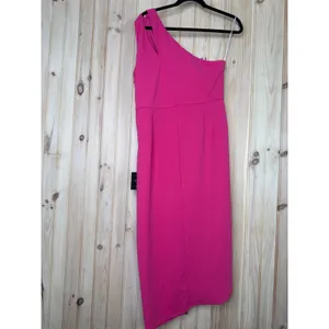 NWT Lulus So Flirty Hot Pink One-Shoulder Cutout Asymmetrical Dress Cocktail XL thumbnail 5