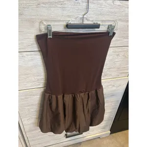 Kimchi Blue Urban Outfitters Strapless Bubble Hem Mini Dress Brown Size M NEW thumbnail 4