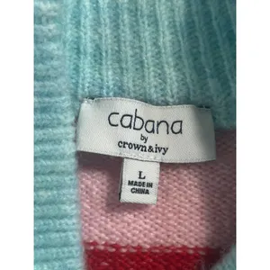 Cabana Crown & Ivy Striped Mock Neck Sweater Oversized Women L Multicolor Soft thumbnail 7