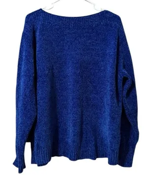 Lulu B Women Size Large Blue‎ Knit Sweater Polyester Classic City Office Winter thumbnail 1