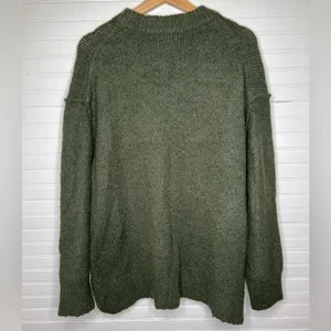 Topshop Women's Green Chunky Knit Mock Neck Oversized Sweater Size S US 4-6 thumbnail 3