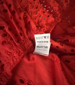 Melissa Odabash Tessa red cotton eyelet midi beach dress, size Small thumbnail 7