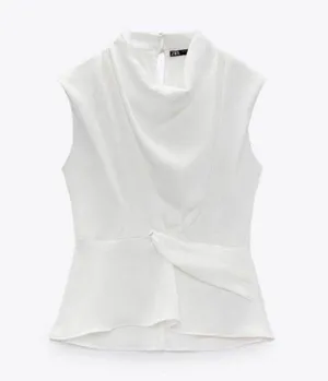 NWT FRONT KNOT TOP Oyster White thumbnail 3
