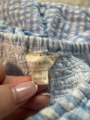 Sim & Sam Blue & White Gingham Halter Mini Dress Size S thumbnail 3