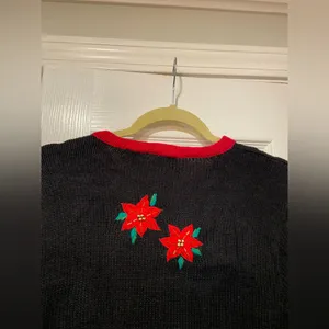 VTG 80s Bobbie Brooks Size S Vintage Holiday Sweater Black Embroidered Peace thumbnail 7