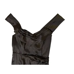 NWT Lulus Size Small Stunning Arrival Black Satin Off-The-Shoulder Maxi Dress thumbnail 5
