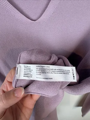Eileen Fisher Organic Cotton V-Neck Knit Tunic Sweater Women’s Large Purple thumbnail 5
