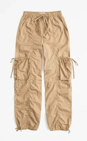 Abercrombie & Fitch Khaki Streetwear Parachute Utility Cargo Pants Baggy Small thumbnail 1