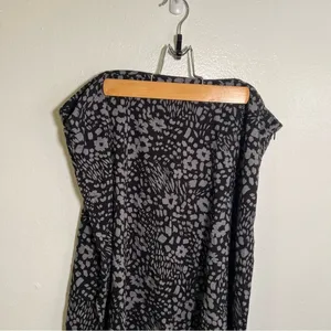 White Stag Women's Size 18 A-Line Flounce Skirt Black Gray Floral Zip Side thumbnail 2
